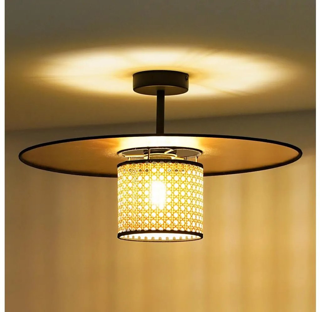 Duolla - Lampadario a plafone TOKYO RATTAN 1xE27/15W/230V diametro 50 cm oro/rattan
