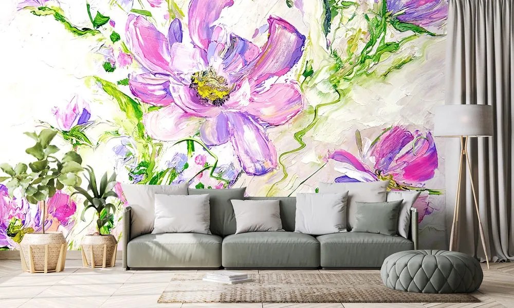 Carta da parati – Fiori estivi dipinti