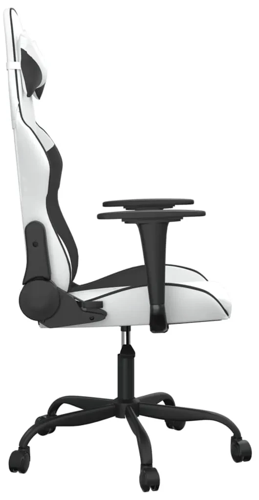 Sedia da gaming massaggiante bianco e nero in similpelle
