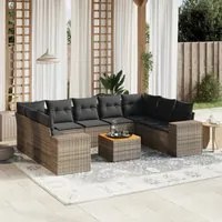 Set Divano da Giardino 10 pz con Cuscini Grigio in Polyrattan 3257922