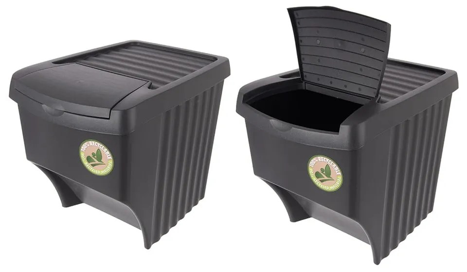 Set di cestini per la spazzatura neri in plastica per raccolta differenziata 3 pz 3x22 l – Orion