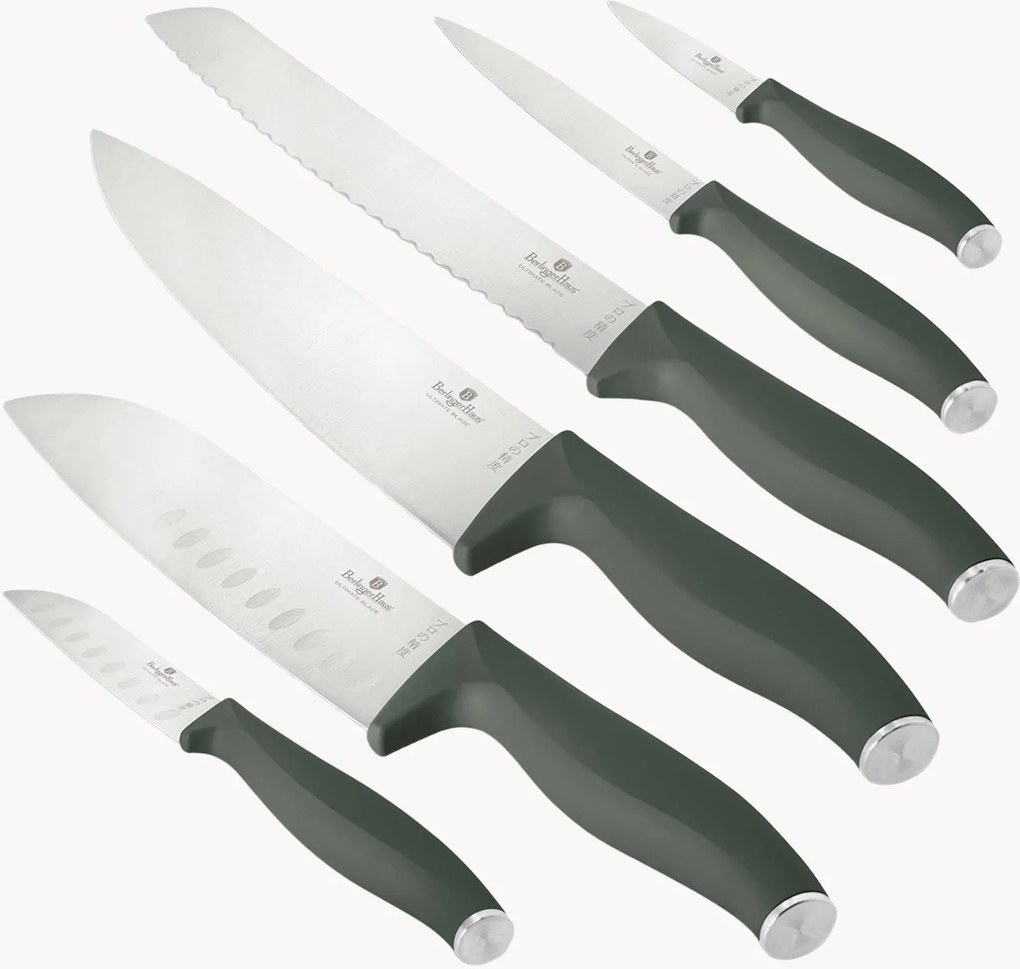 Set di 6 coltelli da cucina Matte Green