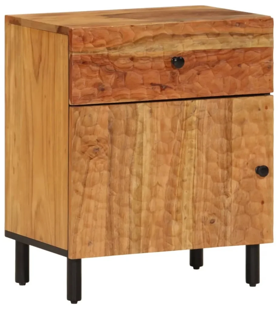 Comodino 50x33x60 cm in legno massello di acacia