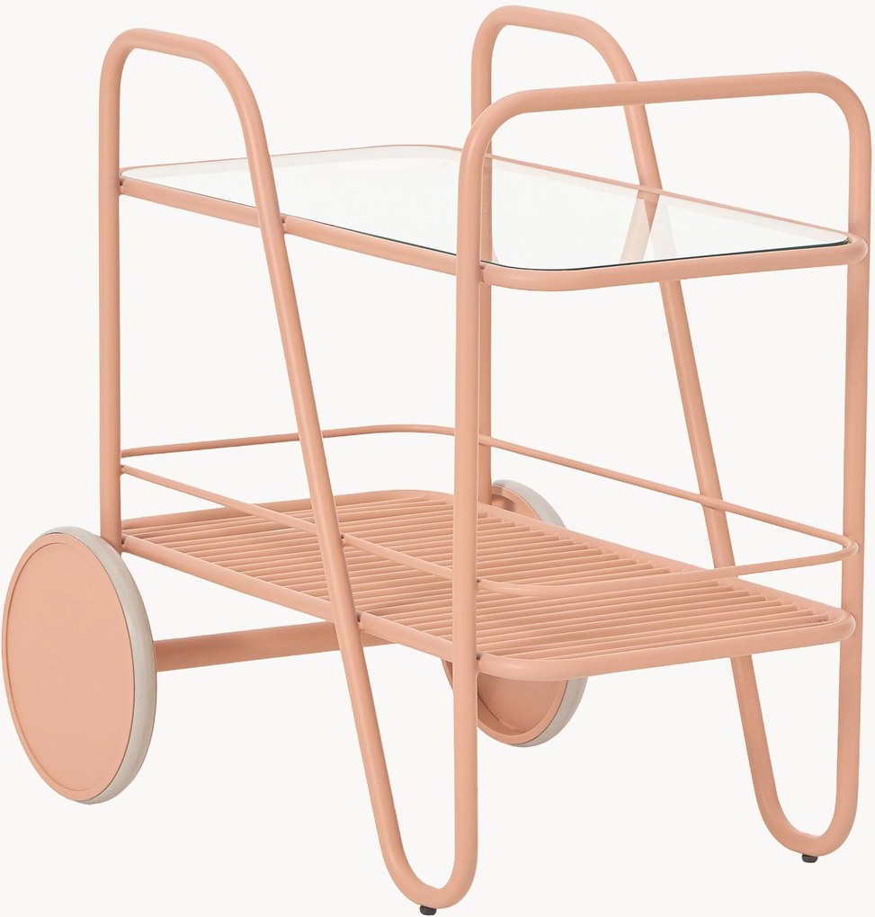 Carrello portavivande in metallo con piano in vetro Giovanni