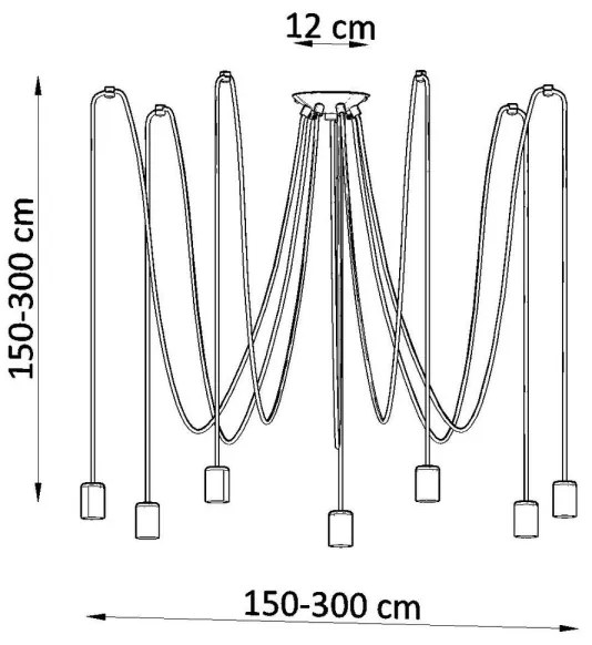 Sollux SL.0372 - Lampadario a sospensione con filo EDISON 7 7xE27/60W/230V ragno nero