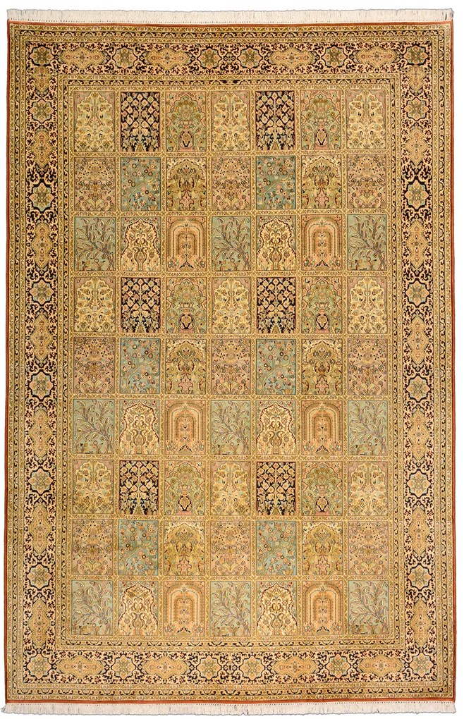 Cashmere Silk Tappeto 190x280 Beige (Indian) Annodato A Mano