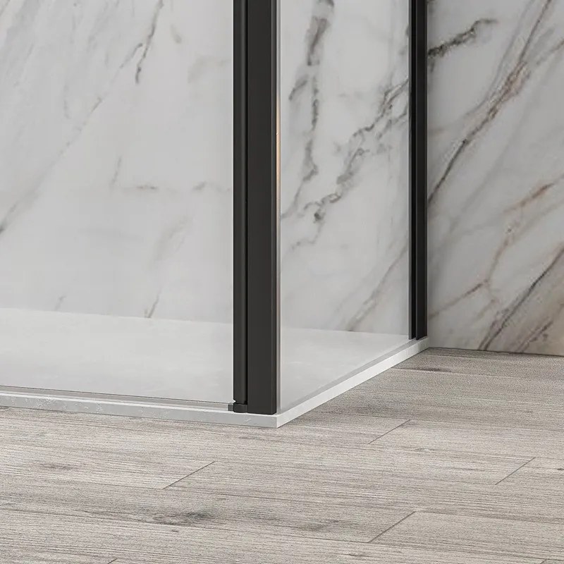 Box doccia 90x80 nero fisso 90 apertura saloon 80 altezza 200h | KS2800AS - KAMALU