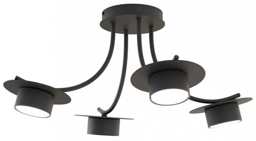 Lampada a soffitto in acciaio ENSO 4 nero da interno 4xGX53 Colore del corpo Nero