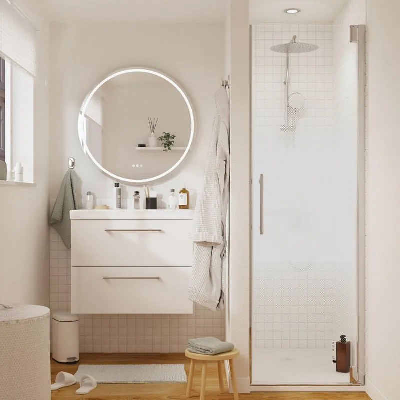 Porta doccia girevole Remix2 L 80 x H 195 x P 0.6 cm in vetro serigrafato profilo cromo