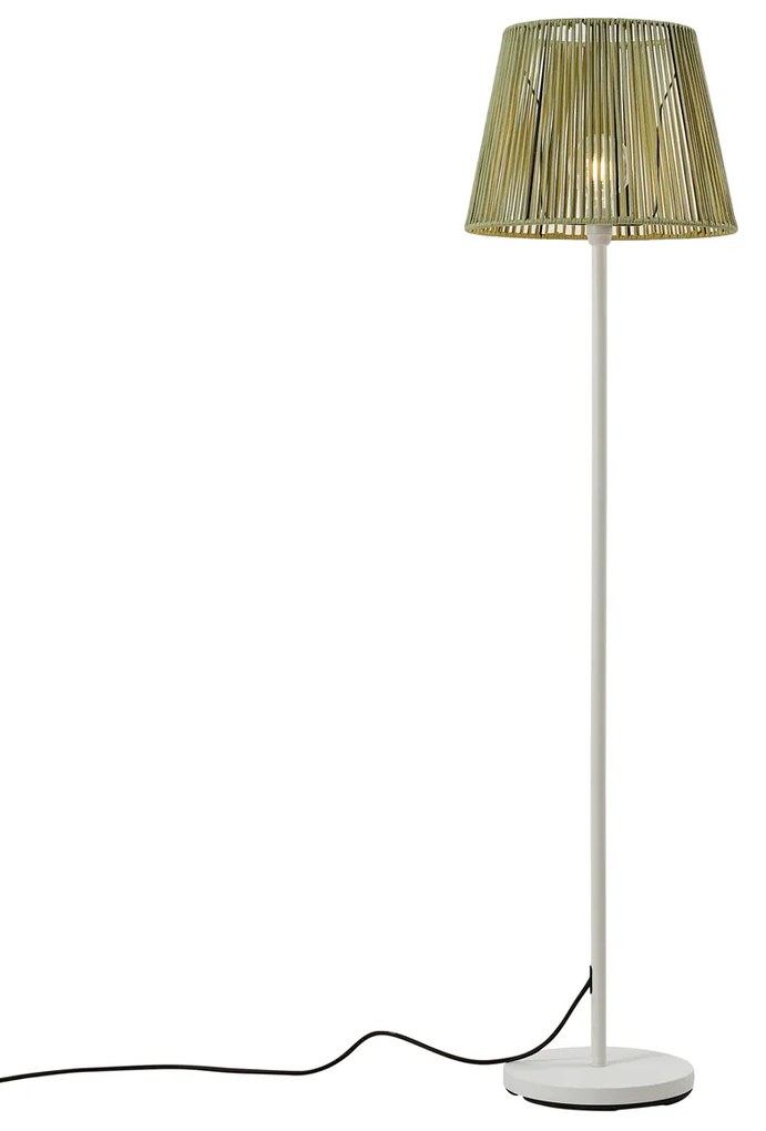 Lampada da terra per esterni bianca con paralume in corda verde IP44 / IP54 - Virginia