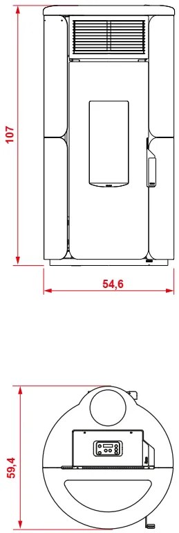 Royal Dora Air 80 Stufa A Pellet Ad Aria Con Top In Maiolia E Ghisa 8kw Serbatoio 25kg 55x59x107 Cm In Acciaio Nero