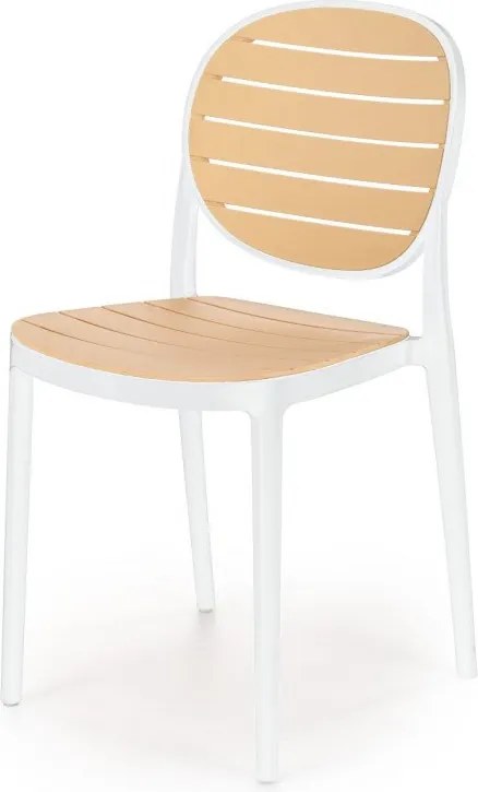 Sedia in plastica K529 in legno naturale/bianco