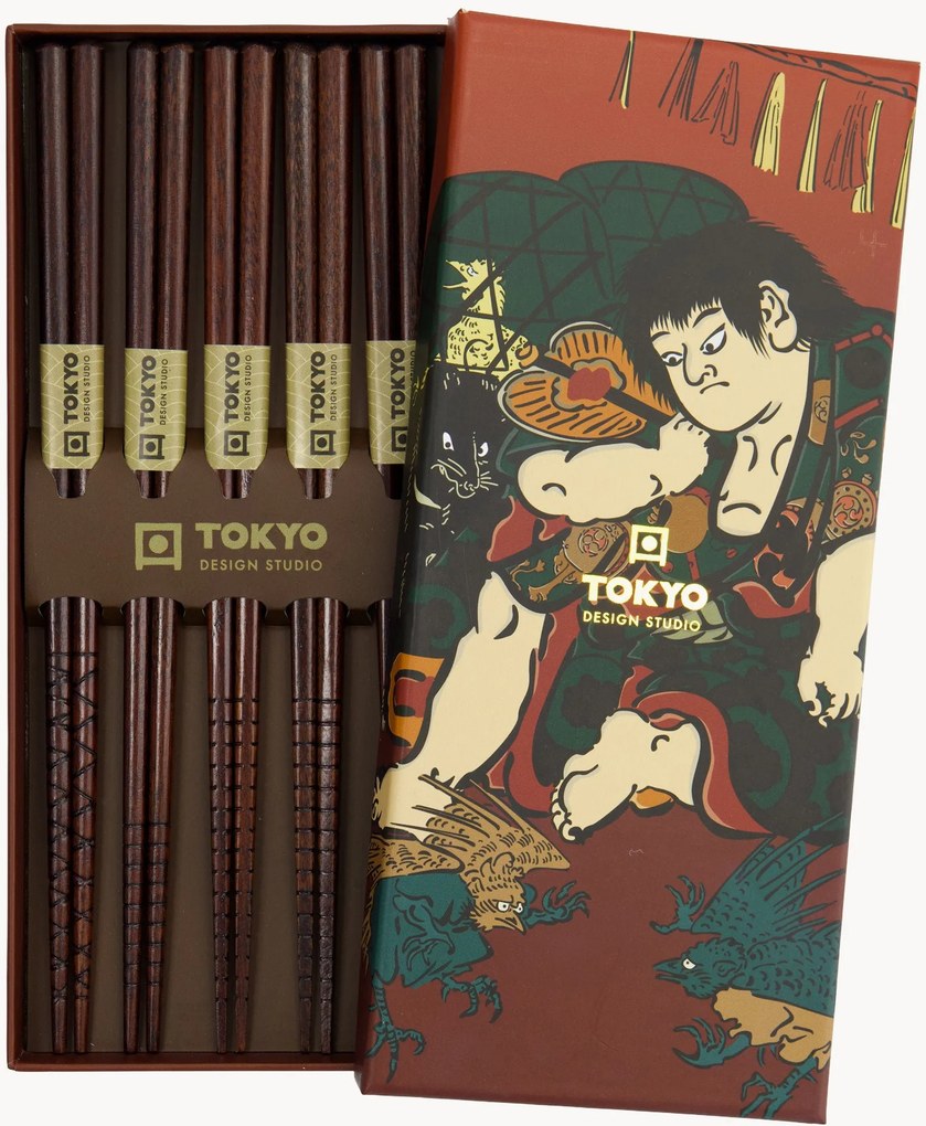 Bacchette in bambù Ukiyoe 5 paia