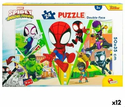 Puzzle per Bambini Spidey Double-face 50 x 35 cm 24 Pezzi (12 Unità)