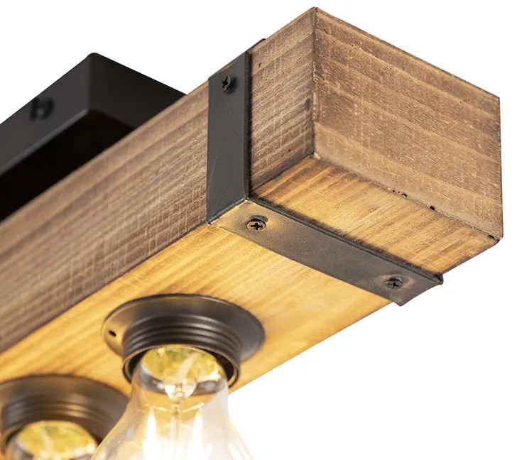 Lampada da soffitto industriale intelligente in legno e acciaio con 4 WiFi A60 - Reena