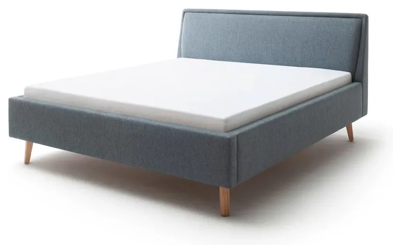 Letto matrimoniale imbottito verde/blu con contenitore con rete inclusa 160x200 cm Frieda – Meise Möbel