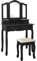 Tavolo da Trucco con Sgabello Nero 80x69x141 cm Legno Paulownia cod mxl 63706