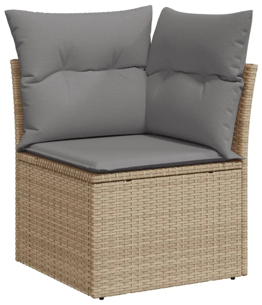 Set Divano da Giardino 8 pz con Cuscini Beige Misto Polyrattan