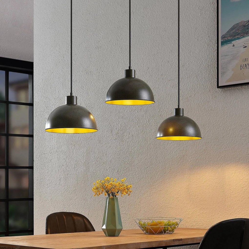 Lampada a sospensione Jorek Lindby, dimmerabile, Nero, Soggiorno / Sala da pranzo, Metallo, Vintage, Lampada a sospensione