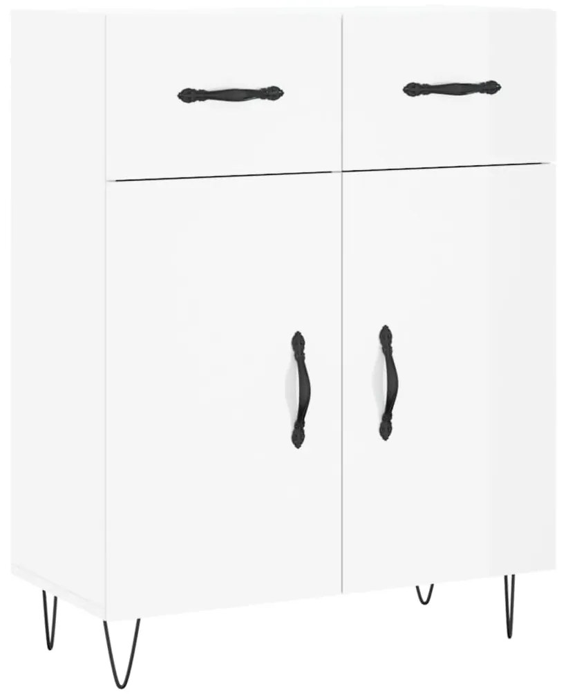 Credenza 69,5x34x90 cm in Legno Multistrato Bianco Lucido