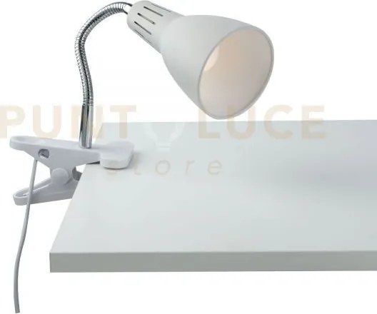 Lampada logiko bianca con pinza 1 luce attacco e14 11,5x7,3x36,5cm ...