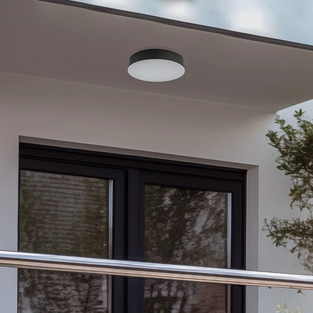 Lindby plafoniera LED da esterni Lahja, antracite, sensore, IP65