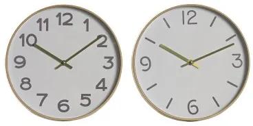 Orologio da Parete Home ESPRIT Bianco Dorato PVC 30 x 4 x 30 cm (2 Unità)