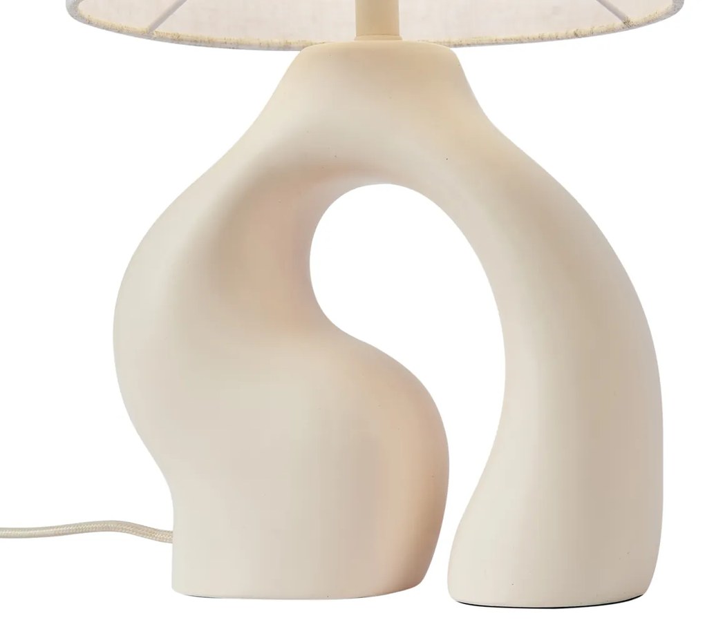 Lampada da tavolo Japandi beige con paralume in lino - Dahlia