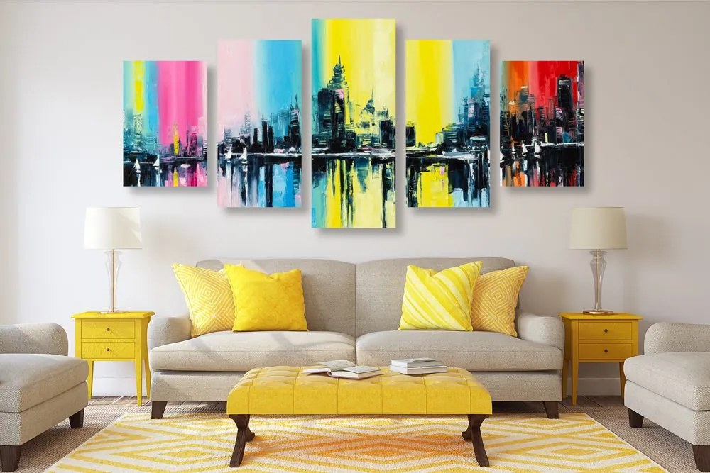 Quadri 5 pezzi – Pittura a olio della città
