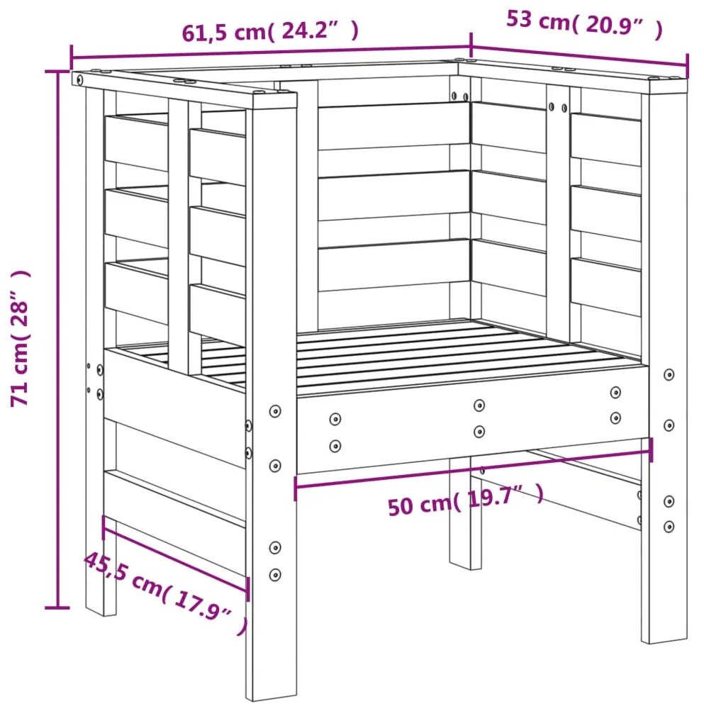 Set Salotto da Giardino 3 pz in Legno Massello di Douglas