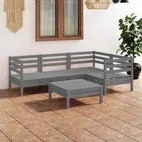 Set Salotto da Giardino 5 pz in Legno Massello di Pino Grigio 3082694