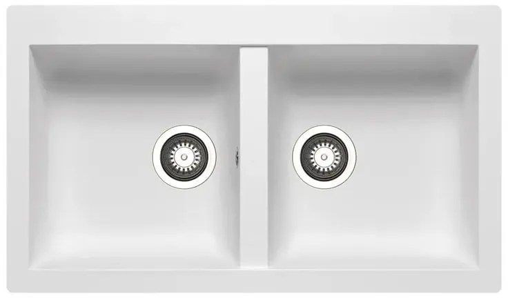 Lavello integrato 2 vasche in resina bianco DELINIA Scirocco L 50 x L 86 cm