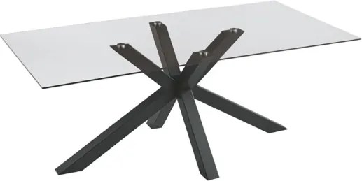 Tavolo da pranzo con piano in vetro e base in metallo 180x90 cm DANTE