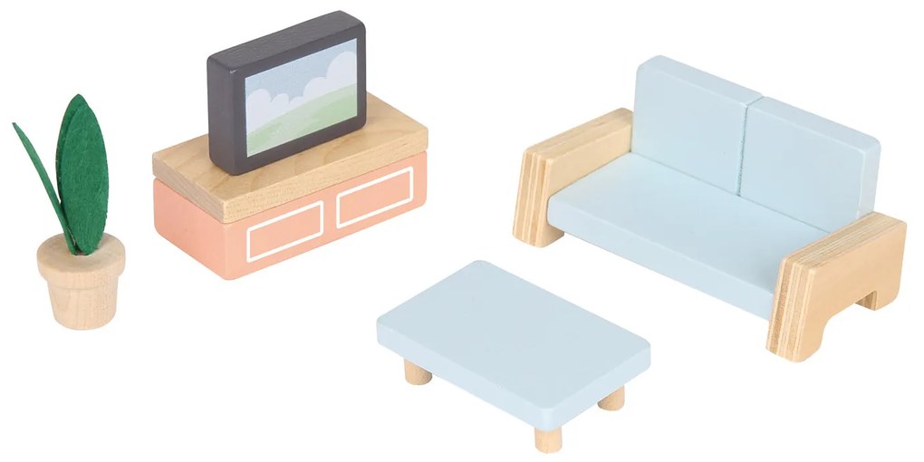 Casa delle bambole pieghevole in legno con mobili