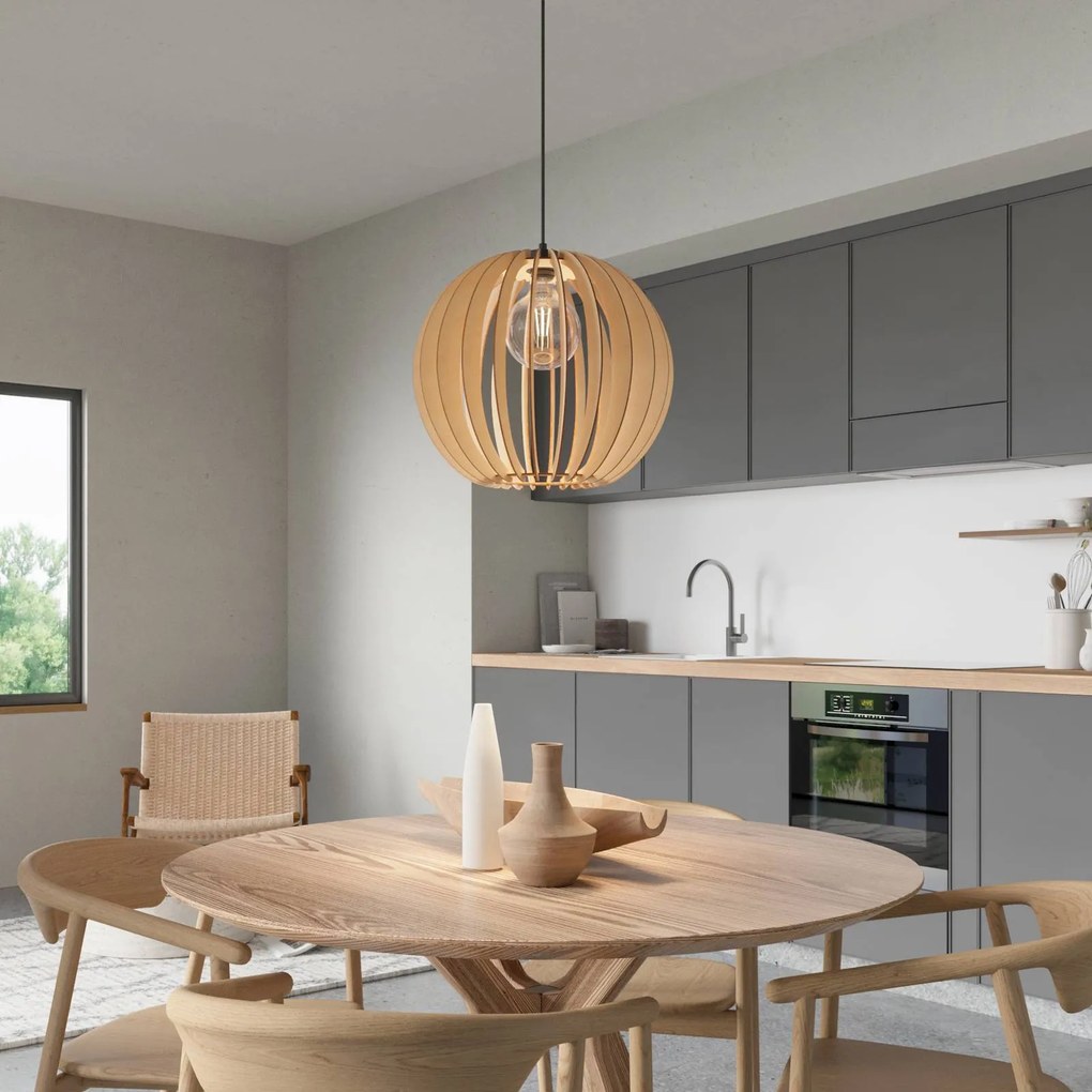 Lampada a sospensione Clay Envostar, dimmerabile, Legno chiaro, Soggiorno / Sala da pranzo, Legno, Scandinavo, Lampada a sospensione
