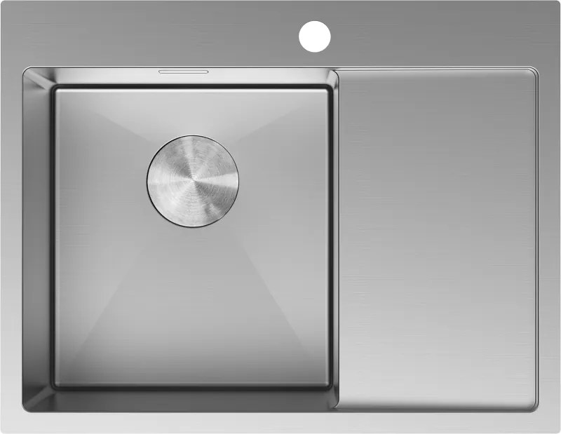 Mexen Exar lavello in acciaio inossidabile a 1 vasca con scolapiatti, sinistro 620 x 480 mm, inox - 6431621005L-01