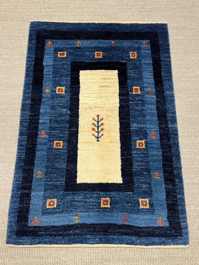 Gabbeh Tappeto 120x80 Blu (Iran) Annodato A Mano