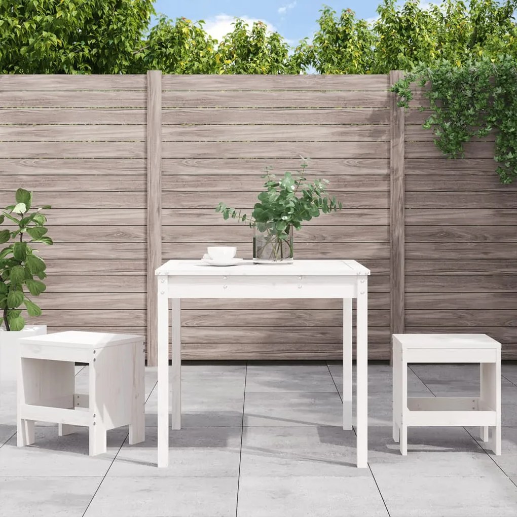 Set Da Bistrot Da Giardino 3pz Bianco İn Legno Massello Di Pino /
