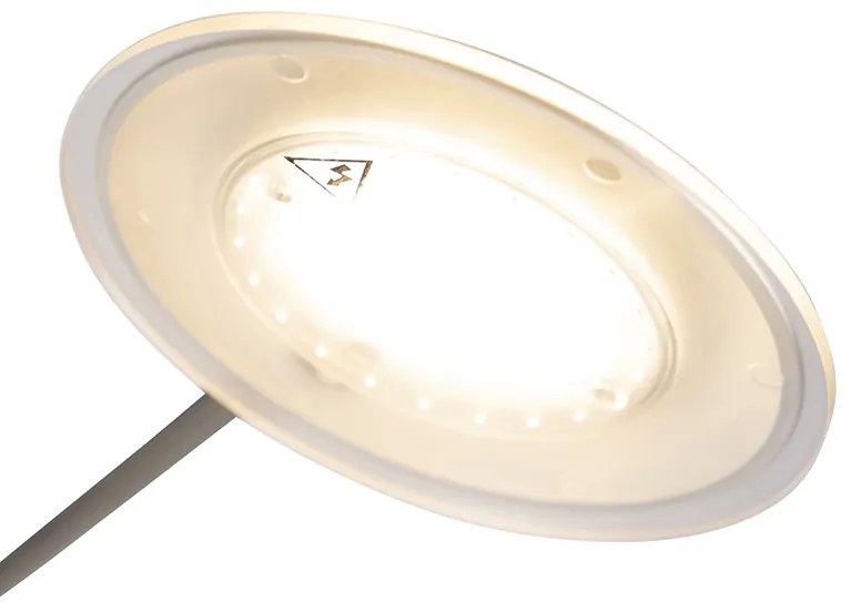 Lampada da terra moderna in acciaio con braccio di lettura incluso LED - Ibiza