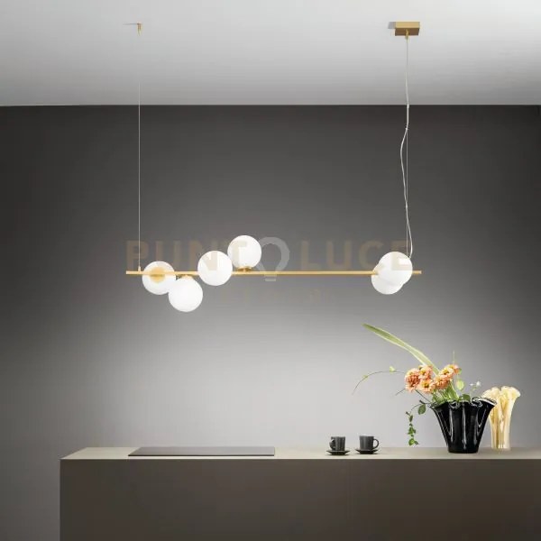 Lampadario a sospensione enoire oro 6 luci attacco e14 120x12x150cm...