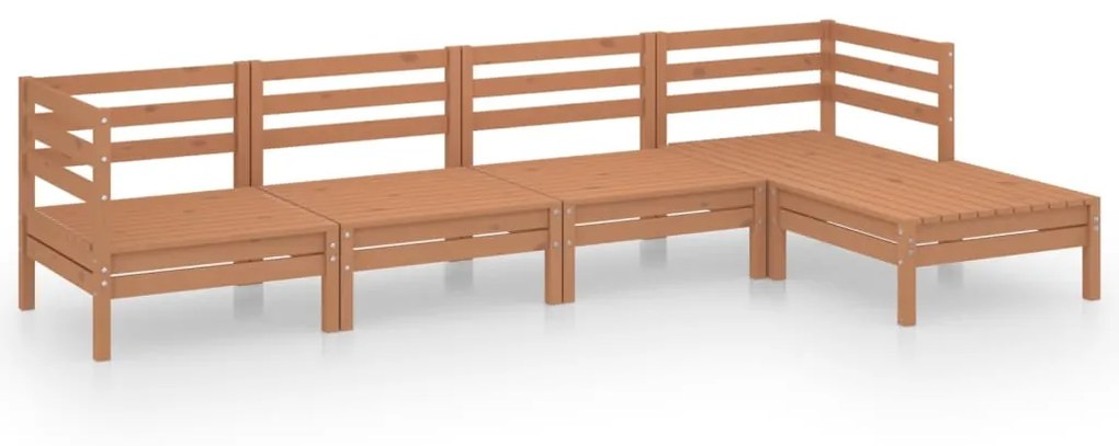 Set Salotto da Giardino 5 pz in Legno Massello di Pino Miele