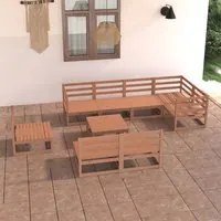 Set Divani da Giardino 9 pz Miele in Legno Massello di Pino 3075632