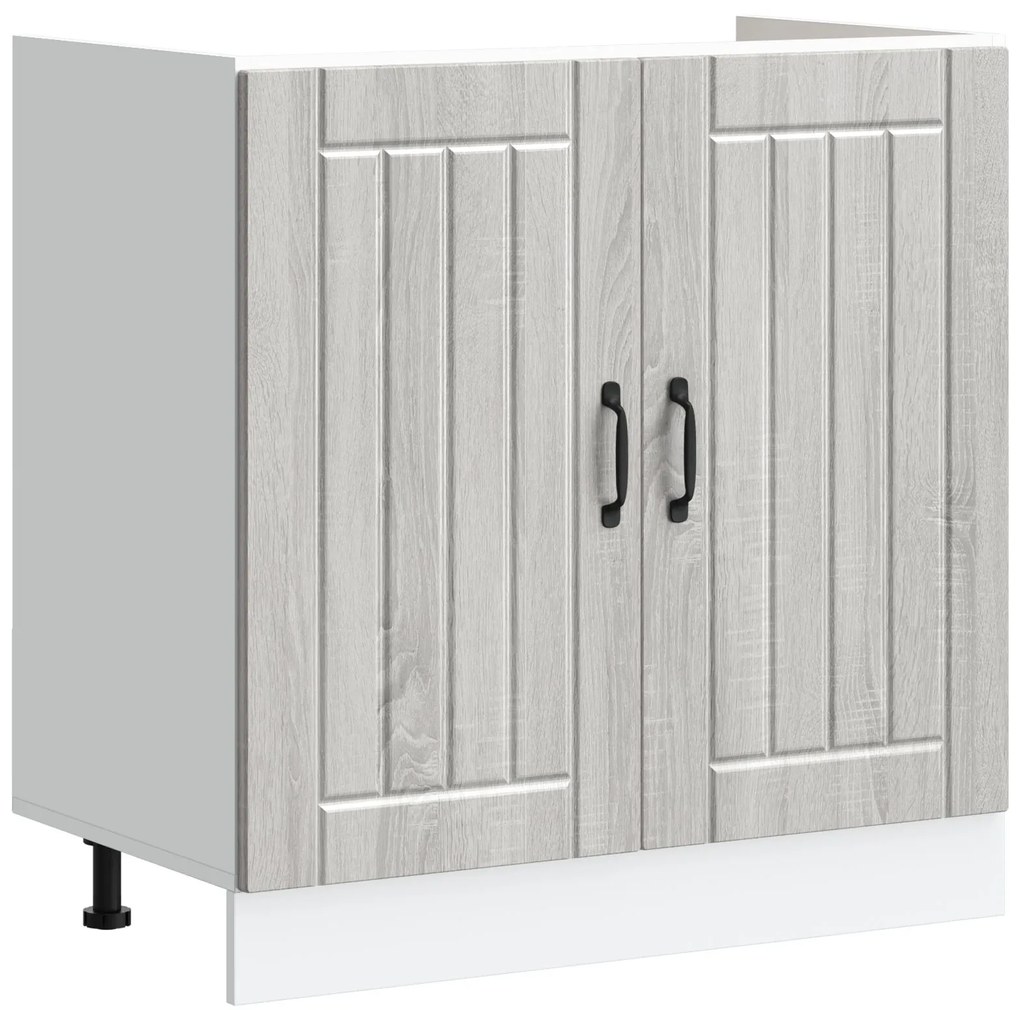 Armadio da cucina 'lucca' con doppi lavandini grigio sonoma in legno ingegnerizzato