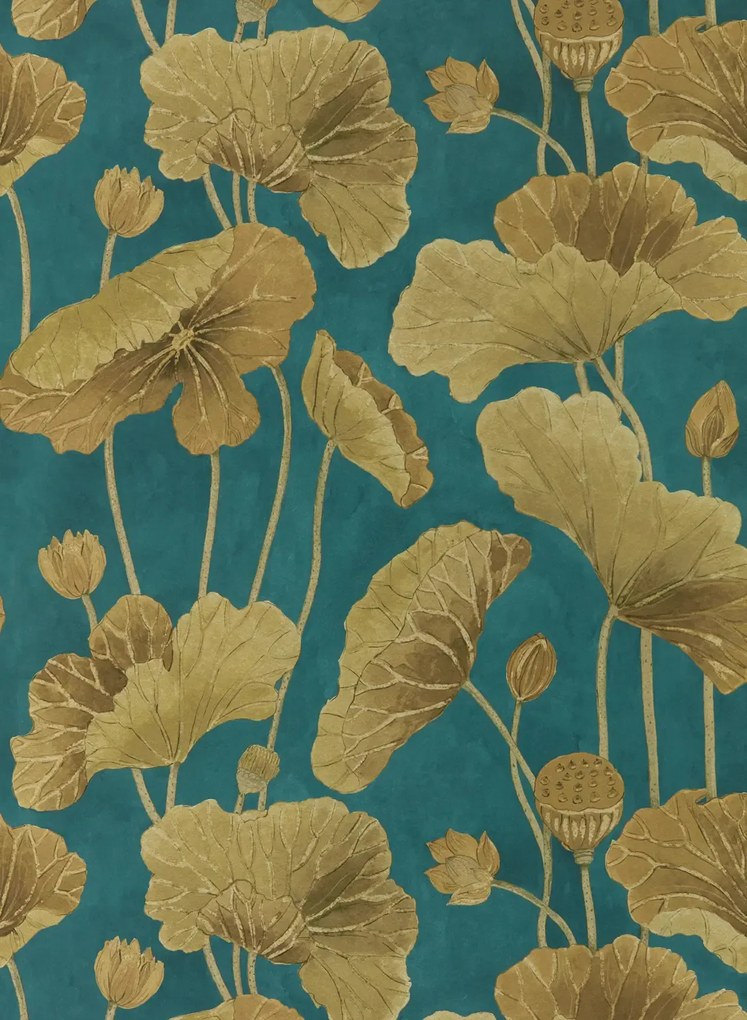 Sanderson Carta da parati Lotus Leaf - Midnight/ Copper