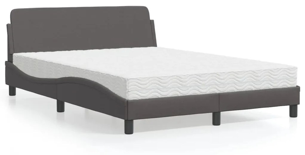Letto Con Materasso Grigio 140x190 Cm İn Similpelle /