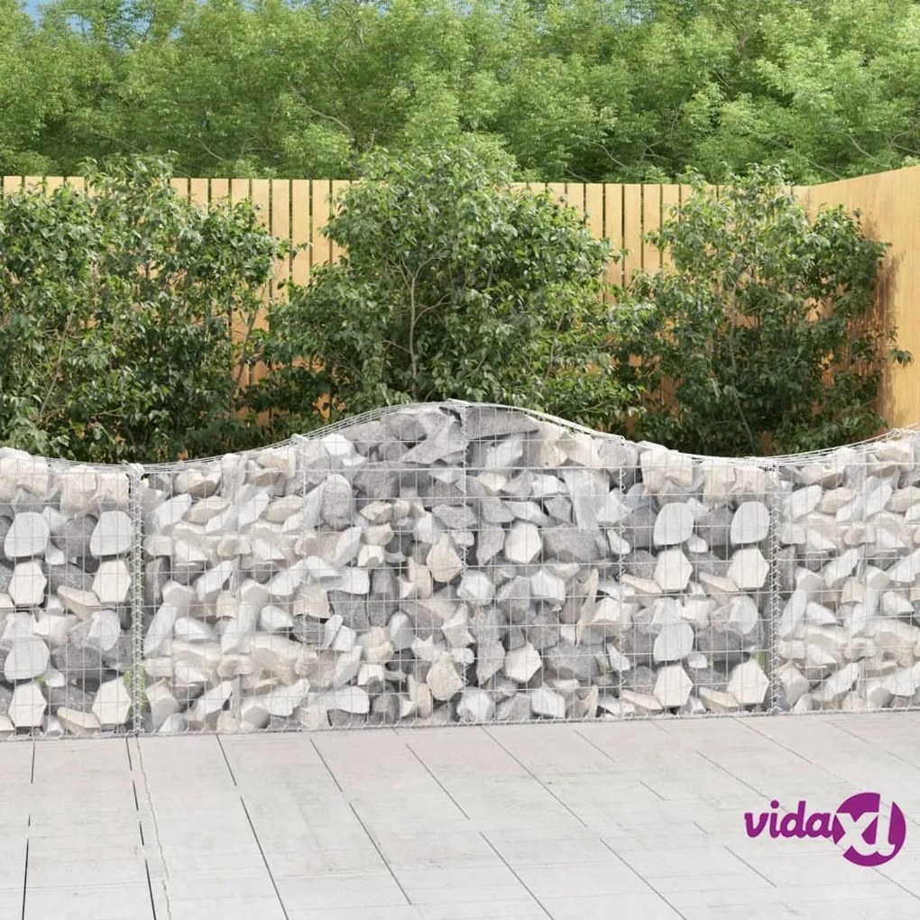vidaXL Cesti Gabbioni ad Arco 2 pz 200x30x80/100 cm Ferro Zincato