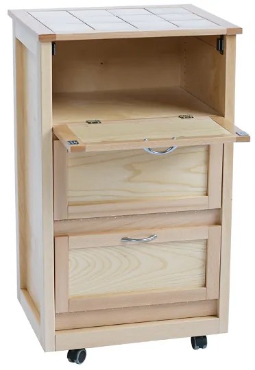 Carrello mobiletto con ante in legno a ribalta Naturale LANDHELL