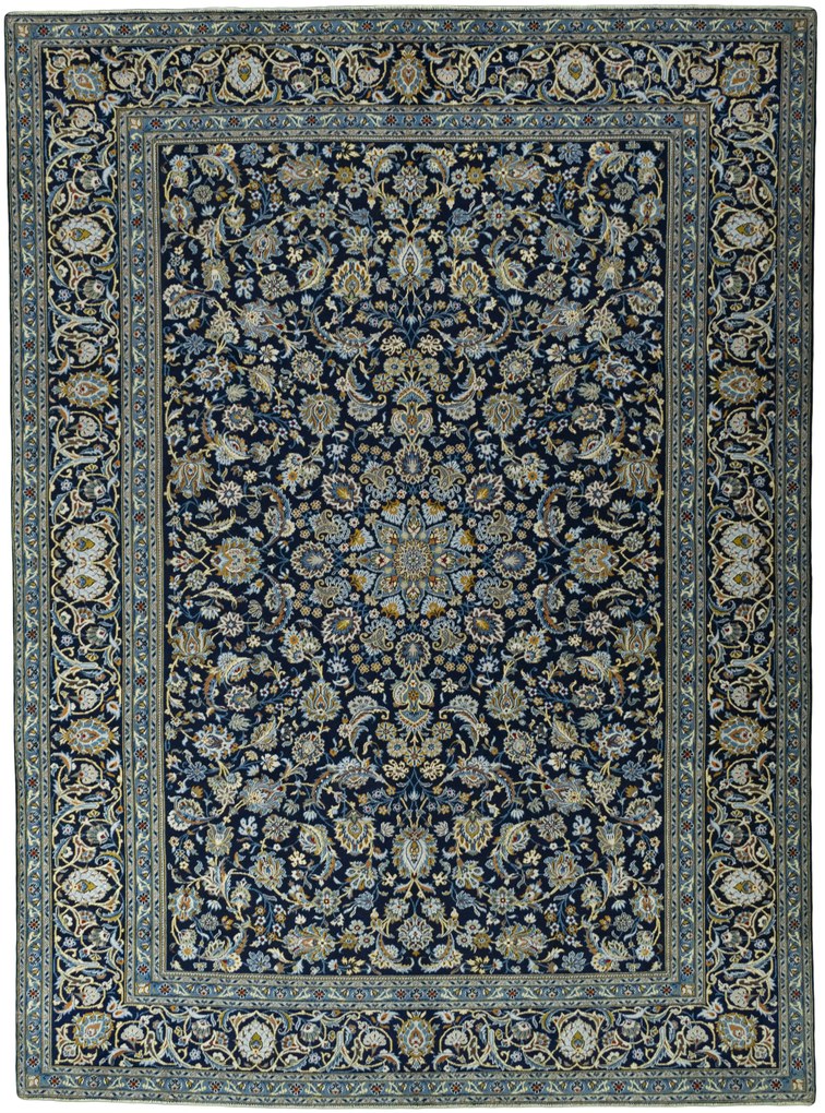 Kashan Tappeto persiano 410 x 300 Blu (Iran) Annodato A Mano