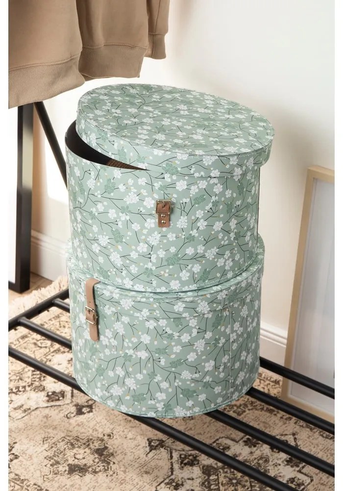 Scatole in set con coperchio verde chiaro in cartone 2 pz ø 37,5x25,5 cm Rut Paper Laminate – Bigso