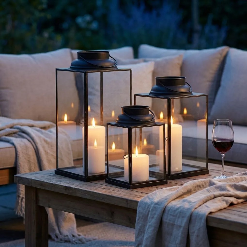 CAROLINE - lanterna in vetro e acciaio